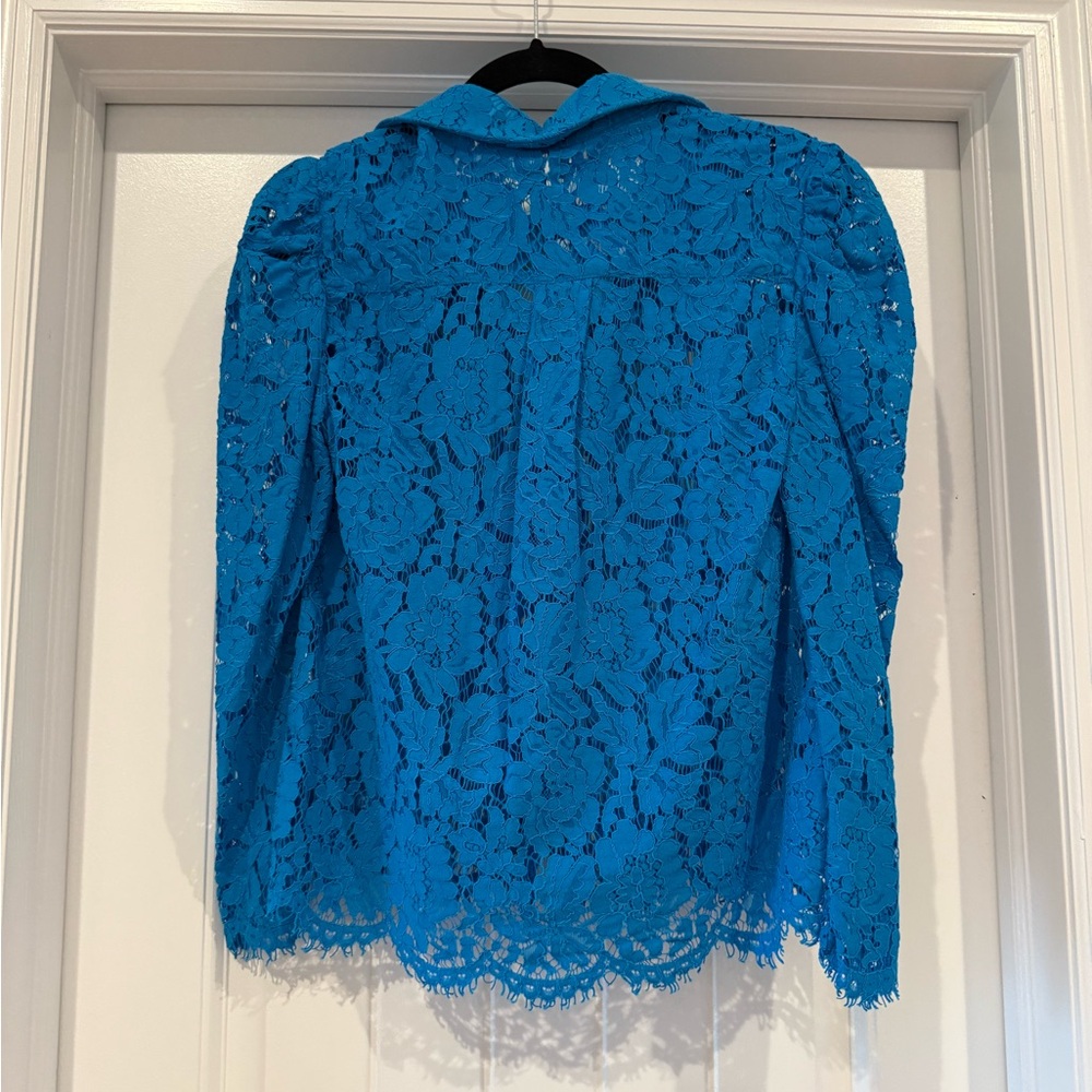 Generation Love Blue Lace Button Front Shirt - Picture 7 of 7